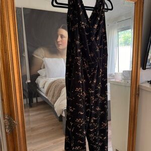 Topshop PETITE Black Floral Wrap Jumpsuit